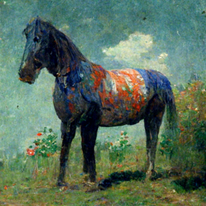 Om Monet som barn hade målat en häst så skulle den ha sett ut så här enligt Midjourney.