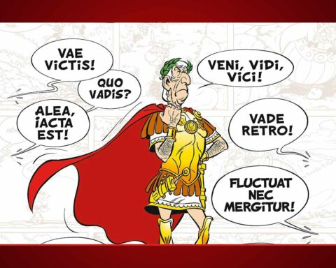 Ett utsnitt från omslaget till ”Asterix. Latinska sentenser med förklaringar” av Bernard-Pierre Molin.