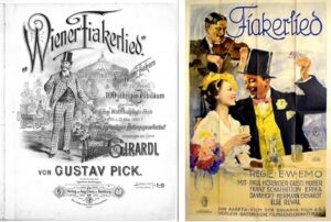 T v: Gustav Picks populära visa Fiakerlied. T h: Affisch för filmen Fiakerlied från 1936.