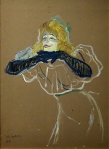 Yvette Guilbert, tecknad av Henri de Toulouse-Lautrec.