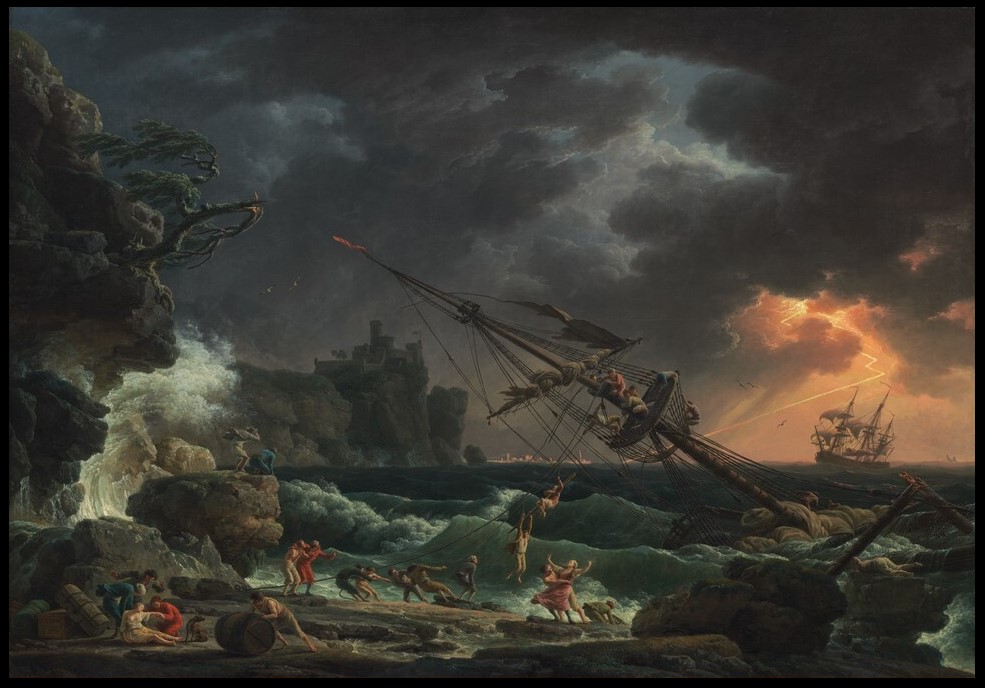"Skeppsbrott", 1772 av Claude Joseph Vernet. (The National Gallery of art, Washington, D.C. USA.)