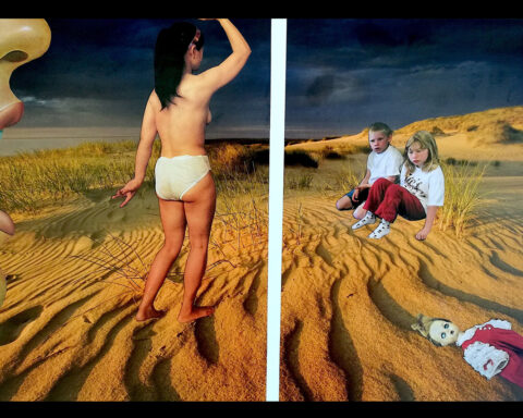 Konstverk utan titel av Hilda Hellwig i collageteknik.