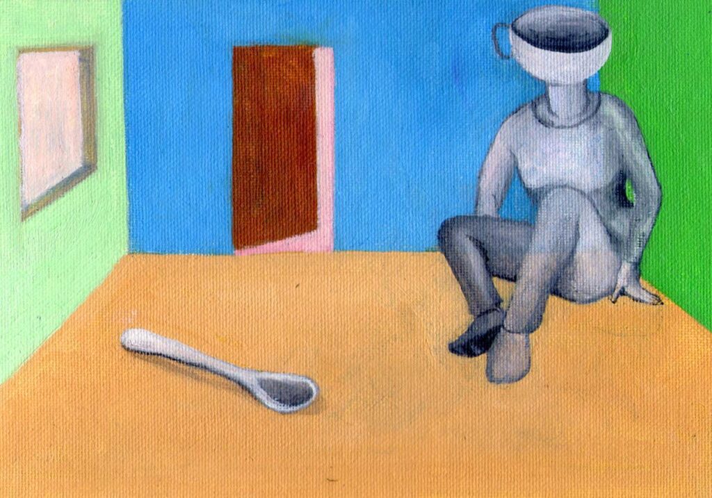 "Fikapaus". Konstverk av Maria Johansson.