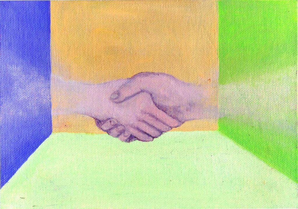 (H)andetag. Målning av Maria Johansson.