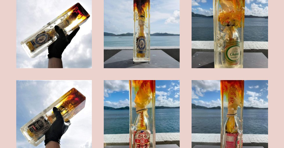 Skärmdump från Kacey Wongs sajt där han bland annat visar upp sin "Molotov cocktail series."