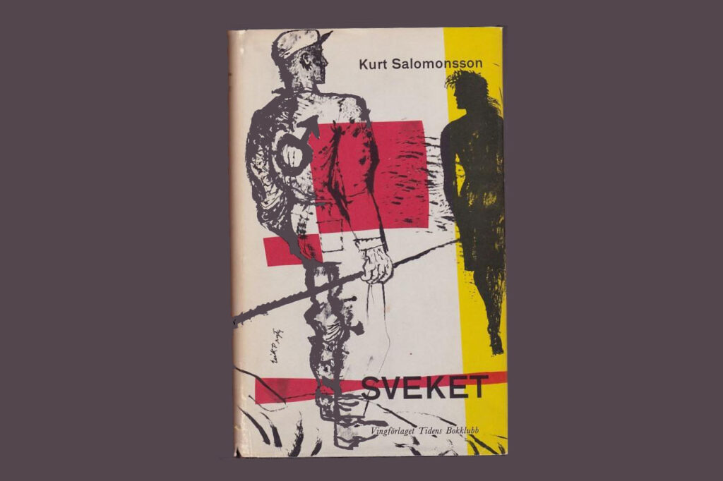 Omslaget till Kurt Salomonsons roman från 1959. Notera att efternamnet stavas med dubbel-s på bokomslaget, men med enkel-s i Nationalencyklopedin och andra källor på nätet.