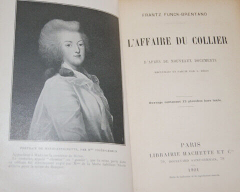 Ett uppslag ur den franska upplagan av Funck-Brentanos verk om skandalen vid det franska hovet.