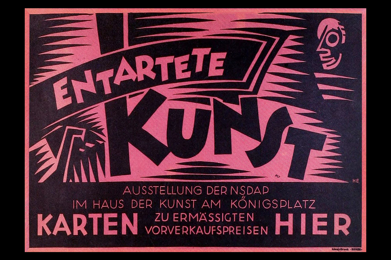 Affisch för utställningen "Entartete Kunst" i Berlin, 1938.