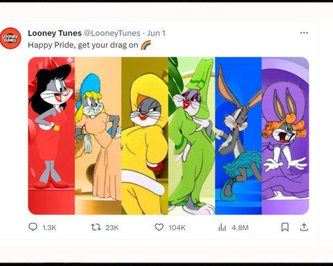Snurre Sprätt som dragshowstjärna. Skärmdump från Looney Tunes konto på X (f d Twitter)