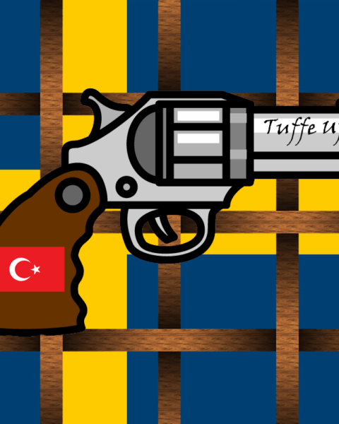SATIR. Samuel Andersson har skrivit en dagsvers om att Ulf Kristersson tagit emot en namnad revolver i gåva från Erdogan.